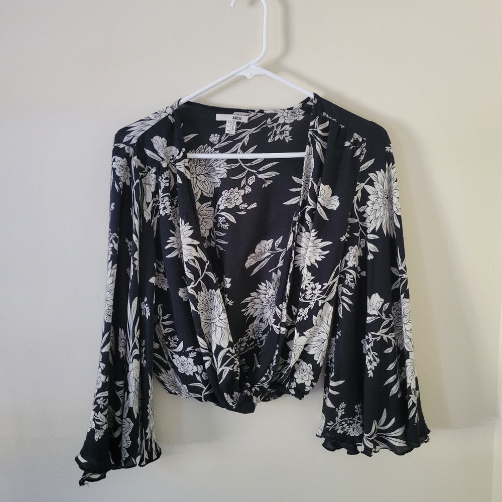 Amuse Society Black & White Floral Top - Picture 3 of 6
